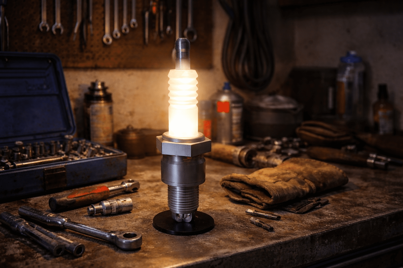 Spark Plug Style Desktop Automotive Lamp Perfect for Mechanics